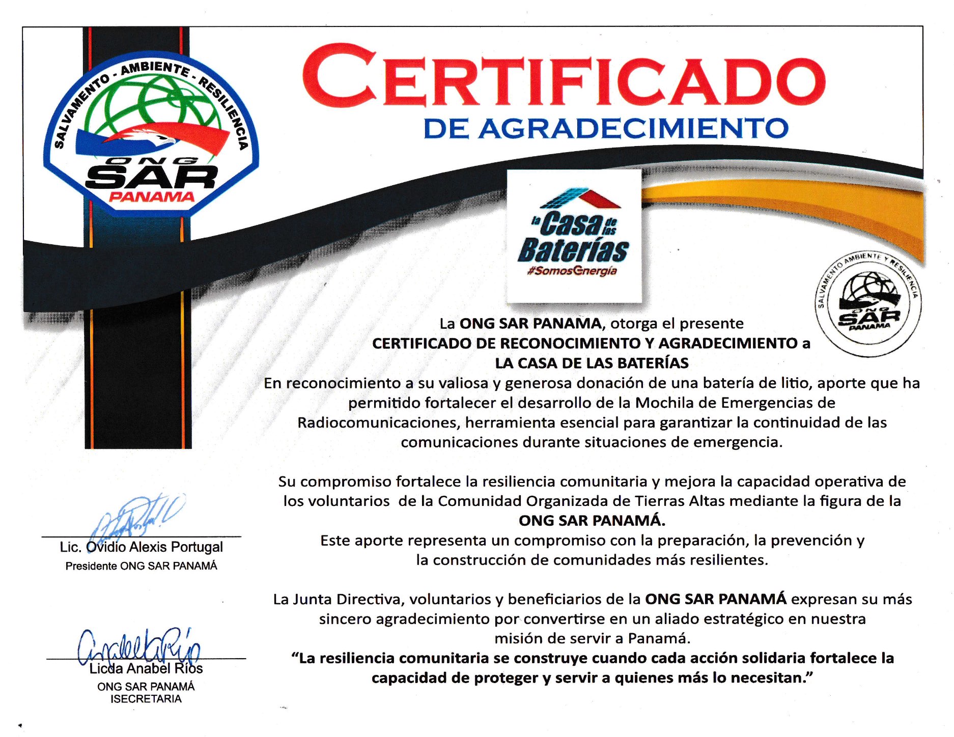 certificado-ong-sar-panama-la-casa-de-las-baterias